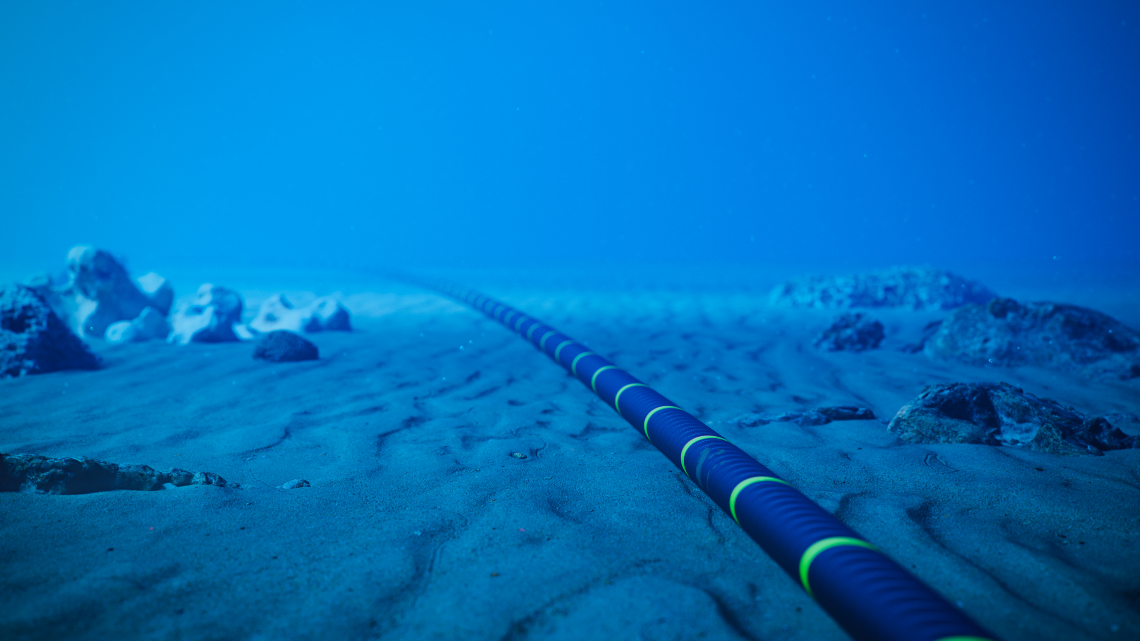 Underwater Fiber Optic Cable On Lake Floor